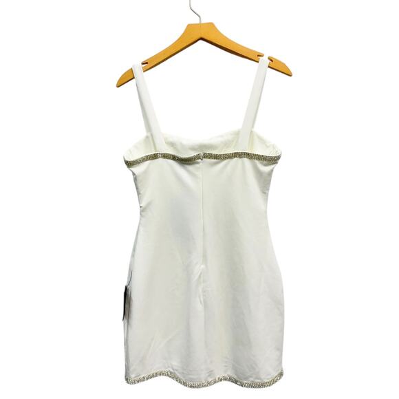 Lulus Glowing Allure White Rhinestone Sleeveless Bodycon Mini Dress size M NWT - Picture 5 of 6